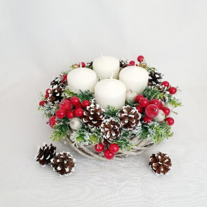 Coronita de Advent - merisoare rosii (cod 1528) 2