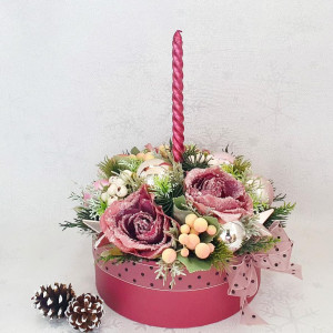 Decoratiune de Craciun in cutie de carton- "Burgundy"" (cod 1757)2