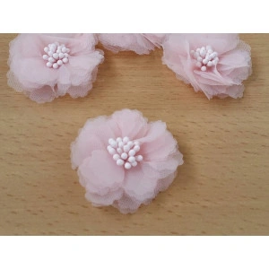 Flori din material textil pentru bijuterii-roz 1