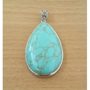 Pandantiv howlite turcoaz, 25x63 mm - Img 2