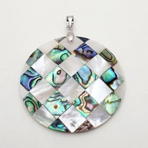 Pandantiv Paua Abalone Shell, rotund 40 mm