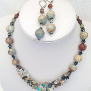 Set din margele de jasper multicolor si chipsuri diverse (cod 204)3