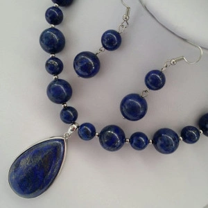 Set din margele de lapis lazuli si pandantiv lapis lazuli - Img 2