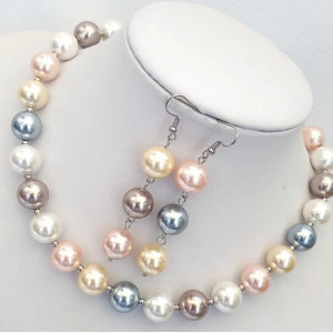 Set din perle stil Mallorca,5 culori, accesorii din otel inoxidabil (cod 136)3