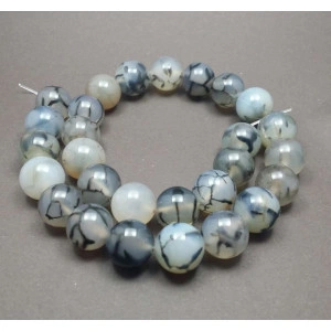 Striped agate white-black, 14 mm