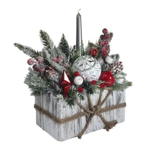 Aranjament de Craciun in cos de lemn -"Craciun rustic" (cod 2164)poza3