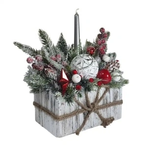 Aranjament de Craciun in cos de lemn -"Craciun rustic" (cod 2164)poza3