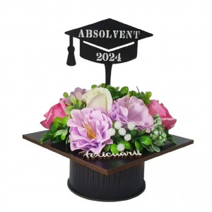 Aranjament floral "Absolvent 2024"-roz/lila (cod 2078).4