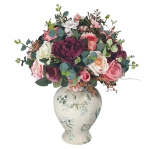 Aranjament floral artificial " Trandafiri si bujori"" (cod 2194)poza2