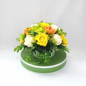 Aranjament floral- cutie cilindrica transparenta verde (cod 1624)-3