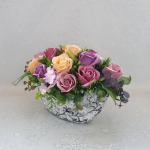Aranjament flori de sapun-"Roses"-barcuta (cod 1300) 2