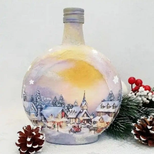 Cadouri de Craciun- Sticla handmade (cod 1920)