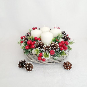 Coronita de Advent - merisoare rosii (cod 1528) 3