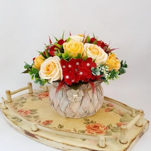 Cos rustic cu flori de sapun (cod 1848)