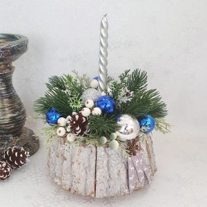 Decoratiune de Craciun in cos de lemn- "Blue" (cod 1762)2
