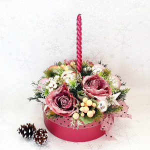 Decoratiune de Craciun in cutie de carton- "Burgundy"" (cod 1757)3