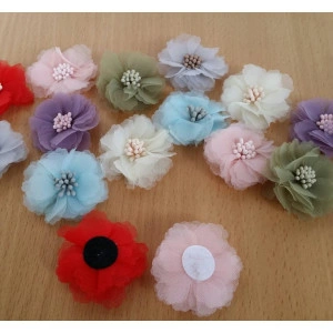 Flori din material textil pentru bijuterii-roz - Img 3