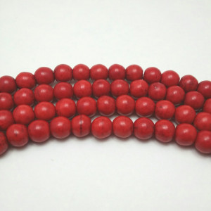 Howlite rosu , rotund, 6 mm