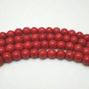Howlite rosu , rotund, 6 mm