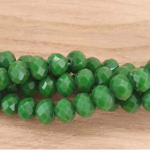Margele de sticla, rondel , verde inchis,opac ,6x4 mm -10 buc