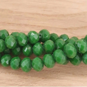 Margele de sticla, rondel , verde inchis,opac ,6x4 mm -10 buc