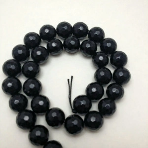 Obsidian rotund, fatetat ,12 mm