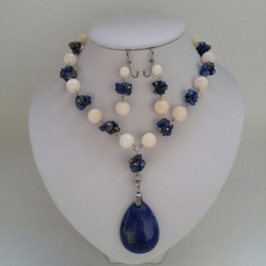 bijuterii handmade din pietre semipretioase de lapis lazuli si jad alb