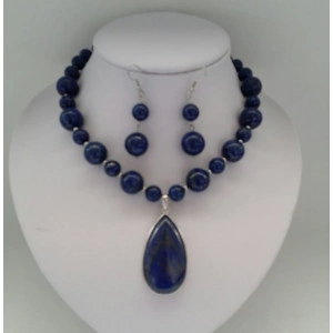 Set din margele de lapis lazuli si pandantiv lapis lazuli - Img 3