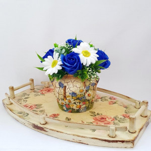 Aranjament de 8 Martie-vas ceramic decorat manual (cod 1844)2