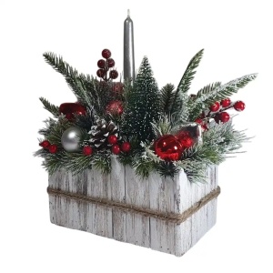 Aranjament de Craciun in cos de lemn -"Craciun rustic" (cod 2164)poza2