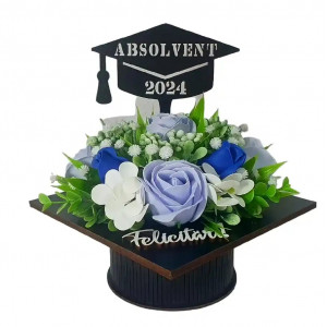 Aranjament floral "Absolvent 2024"-albastru (cod 2059)poza2