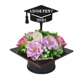 Aranjament floral "Absolvent 2024"-roz/lila (cod 2078).5