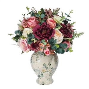 Aranjament floral artificial " Trandafiri si bujori"" (cod 2194)poza4
