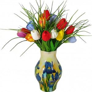 Aranjament floral cu lalele de silicon si crocus  (cod 2028) poza13
