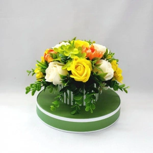 Aranjament floral- cutie cilindrica transparenta verde (cod 1624)-4