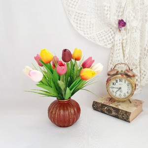 Aranjament floral din lalele de silicon  (cod 1474) 300