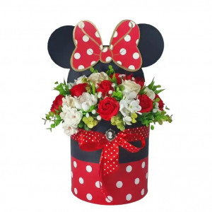 Aranjament floral in cutie "Minnie"- (cod 2050)poza 2