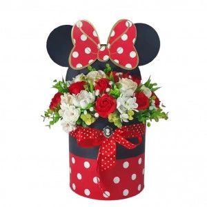 Aranjament floral in cutie "Minnie"- (cod 2050)poza 2
