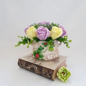 Aranjament floral-lila si galben "Trifoi si buburuze" (cod 1486) 3002