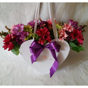 Aranjament flori artificiale-cutie inima (cod 1043) - Img 2