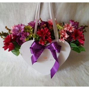 Aranjament flori artificiale-cutie inima (cod 1043) - Img 2