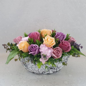 Aranjament flori de sapun-"Roses"-barcuta (cod 1300) 3