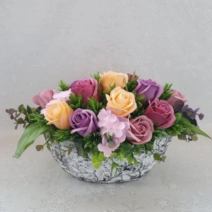 Aranjament flori de sapun-"Roses"-barcuta (cod 1300) 3