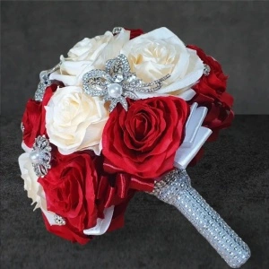 Buchet mireasa- rosu/yvoire(cod 2102)