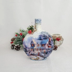 Cadouri de Craciun- Sticla handmade (cod 1533)