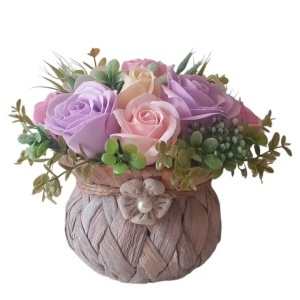 Cos rustic cu flori de sapun (cod 2338)poza 4