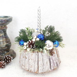 Decoratiune de Craciun in cos de lemn- "Blue" (cod 1762)3