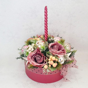 Decoratiune de Craciun in cutie de carton- "Burgundy"" (cod 1757)4
