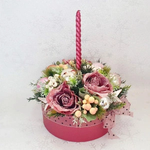 Decoratiune de Craciun in cutie de carton- "Burgundy"" (cod 1757)4