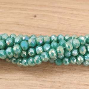 Margele de sticla, rondel , turcoaz AB,opac ,4x3 mm -10 buc